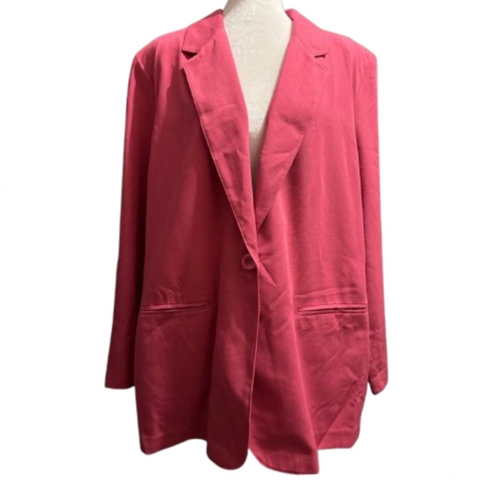 Vintage 90s Pink Oversized Blazer Sag Harbor Minimalist Jacket 16W - Picture 2 of 6
